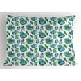 thumbnail image 1 of Ambesonne Green Leaf Pillow Sham, Monstera Coconut Palm, 36" X 20", Turquoise and Navy Blue, 1 of 2