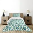 thumbnail image 1 of Ambesonne Green Leaf Quilted Bedspread Set 2 Pcs, Monstera Coconut Palm, Twin Size, Turquoise and Navy Blue, 1 of 3