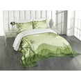 thumbnail image 1 of Ambesonne Green Leaf Quilted Bedspread Set 3 Pcs, Japanese Tree Oriental, Queen Size, Lime Green and Pale Green, 1 of 5