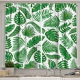 thumbnail image 1 of Ambesonne Green Leaves Kitchen Curtains, Cartoon Palm Monstera, 55"x24", Emerald Green, 1 of 1