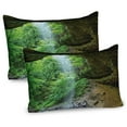 thumbnail image 1 of Ambesonne Green Pillow Sham 2 Pack, Canyon Michigan Caves, 36"x20", Army and Fern Green, 1 of 3