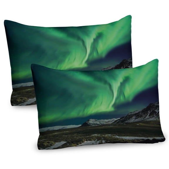 Ambesonne Green Pillow Sham 2 Pack, Polaris Mountain, 30"x20", Army Green Blue Grey