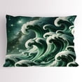 thumbnail image 1 of Ambesonne Green Pillow Sham, Marble Print Waves Galaxy Sky, 26" X 20", Dark Teal, 1 of 2