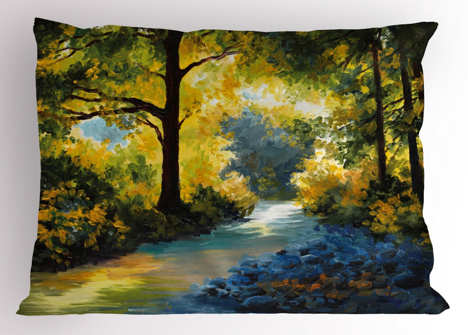 Ambesonne Green Pillow Sham, Nature Forest Meadows, 26" X 20", Avocado