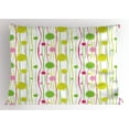 thumbnail image 1 of Ambesonne Green Pink Pillow Sham, Doodle Stripes Dots, 36" X 20", Green Pink White, 1 of 2
