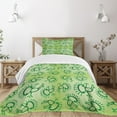 thumbnail image 1 of Ambesonne Green Quilted Bedspread Set 2 Pcs, Doodle Style Alien Frogs, Twin Size, Green, 1 of 5