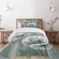 thumbnail image 1 of Ambesonne Green Quilted Bedspread Set 2 Pcs, Futuristic Poppy Flower Print, Twin Size, Blue Grey Dark Cadet Blue, 1 of 4