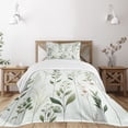 thumbnail image 1 of Ambesonne Green Quilted Bedspread Set 2 Pcs, Modern Nature Leaves Bohemian, Twin Size, Off White Multicolor, 1 of 4