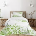thumbnail image 1 of Ambesonne Green Quilted Bedspread Set 2 Pcs, Spring Time Butterfly, Twin Size, Lime Green Pale Green, 1 of 5