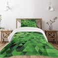 thumbnail image 1 of Ambesonne Green Quilted Bedspread Set 2 Pcs, Triangles Abstract Mosaic, Twin Size, Dark Green Pale Green, 1 of 3