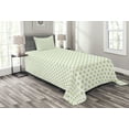 thumbnail image 1 of Ambesonne Green Quilted Bedspread Set 2 Pcs, Vintage Retro Polka Dots, Twin Size, Pale Green and White, 1 of 5