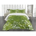 thumbnail image 1 of Ambesonne Green Quilted Bedspread Set 3 Pcs, Abstract Floral Nature, Queen Size, Apple Green Fern Green, 1 of 3