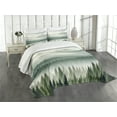 thumbnail image 1 of Ambesonne Green Quilted Bedspread Set 3 Pcs, Contemporary Lands of Jungle, Queen Size, Cadet Blue Grey Teal, 1 of 4