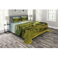 thumbnail image 1 of Ambesonne Green Quilted Bedspread Set 3 Pcs, Countryside Forest Lake, Queen Size, Green Blue, 1 of 3