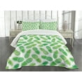 thumbnail image 1 of Ambesonne Green Quilted Bedspread Set 3 Pcs, Exotic Pineapple Pattern, Queen Size, Green White, 1 of 5