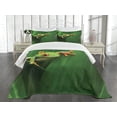 thumbnail image 1 of Ambesonne Green Quilted Bedspread Set 3 Pcs, Exotic Wild Macro Leaf, King Size, Green, 1 of 5