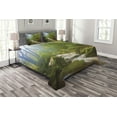 thumbnail image 1 of Ambesonne Green Quilted Bedspread Set 3 Pcs, Forest at Golitha Falls, King Size, Green Brown, 1 of 3
