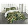 thumbnail image 1 of Ambesonne Green Quilted Bedspread Set 3 Pcs, Modern Exotics Palm Tree Leaf, King Size, Khaki Teal Pastel Brown, 1 of 4