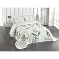 thumbnail image 1 of Ambesonne Green Quilted Bedspread Set 3 Pcs, Modern Nature Leaves Bohemian, King Size, Off White Multicolor, 1 of 4