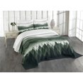 thumbnail image 1 of Ambesonne Green Quilted Bedspread Set 3 Pcs, Modern Woods Mountain Range, Queen Size, Emerald Off White, 1 of 4