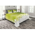 thumbnail image 1 of Ambesonne Green Quilted Bedspread Set 3 Pcs, Triangular Abstract Pattern, Queen Size, Yellow Green Lime Green, 1 of 3