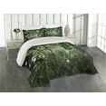 thumbnail image 1 of Ambesonne Green Quilted Coverlet 3 Pcs, Tropical Rainforest Wild, Queen Size, Green, 1 of 4