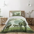 thumbnail image 1 of Ambesonne Green Quilted Coverlet 2 Pcs, Deer and Nature Park, Twin Size, Green, 1 of 5