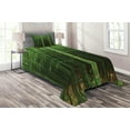 thumbnail image 1 of Ambesonne Green Quilted Coverlet 2 Pcs, Exotic Tree Forest Scenery, Twin Size, Fern Green, 1 of 2