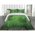 thumbnail image 1 of Ambesonne Green Quilted Coverlet 3 Pcs, Tropic Banana Tree Leaf, King Size, Green, 1 of 4