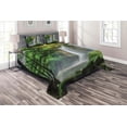 thumbnail image 1 of Ambesonne Green Quilted Coverlet 3 Pcs, Waterfall Nature Exotic, King Size, White Green, 1 of 2