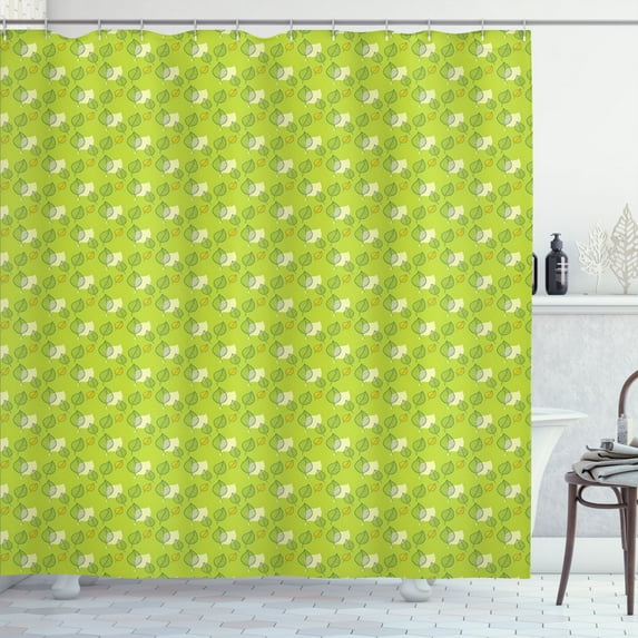 Ambesonne Green Shower Curtain, Abstract Falling Leaf, 69"Wx70"L, Pale Yellow Apple Green