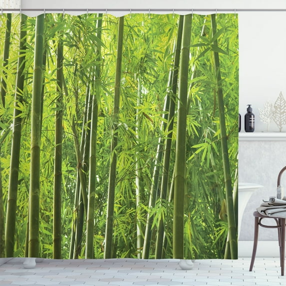 Ambesonne Green Shower Curtain, Exotic Tropical Asian Leaf, 69"Wx84"L, Green