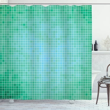 Ambesonne Green Shower Curtain, Pixel Mosaic Love Pattern, 69"Wx70"L, Green