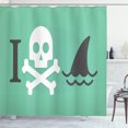 thumbnail image 1 of Ambesonne Green Shower Curtain, Skull Shark Marine Words, 69"Wx84"L, Green White, 1 of 5