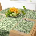 thumbnail image 1 of Ambesonne Green Table Runner & Placemats, Curly Ornate Leaf Damask, Placemat 4 pcs + Runner 14"x72", Pale Green Fern Green, 1 of 2