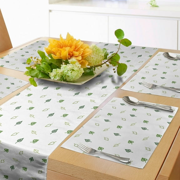 Ambesonne Green Table Runner & Placemats, Modern and Minimalistic, Placemat 4 pcs + Runner 16"x72", Green
