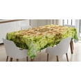thumbnail image 1 of Ambesonne Green Tablecloth Rectangular Table Cover, Faded Pleat Fearful Motifs, 52"x70", Green Brown, 1 of 4