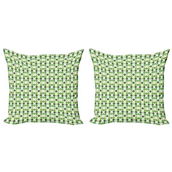 Ambesonne Green Throw Pillow Cover 2 Pack, Circles of Various Tones, 18", Green Cream