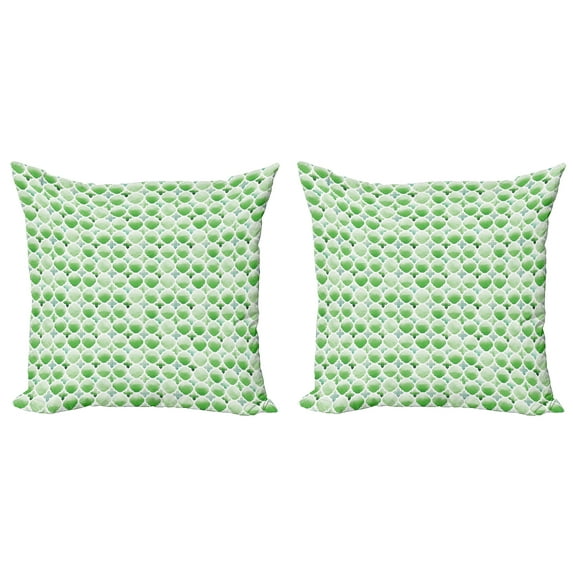 Ambesonne Green Throw Pillow Cover 2 Pack, Clovers Moroccan, 18", White Green