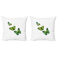 thumbnail image 1 of Ambesonne Green Throw Pillow Cover 2 Pack, Spring Butterfly, 20", Lime Green Fern Green, 1 of 2