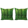 thumbnail image 1 of Ambesonne Green Throw Pillow Cover 2 Pack, Spring Forest Bush Rural, 20", Green, 1 of 7