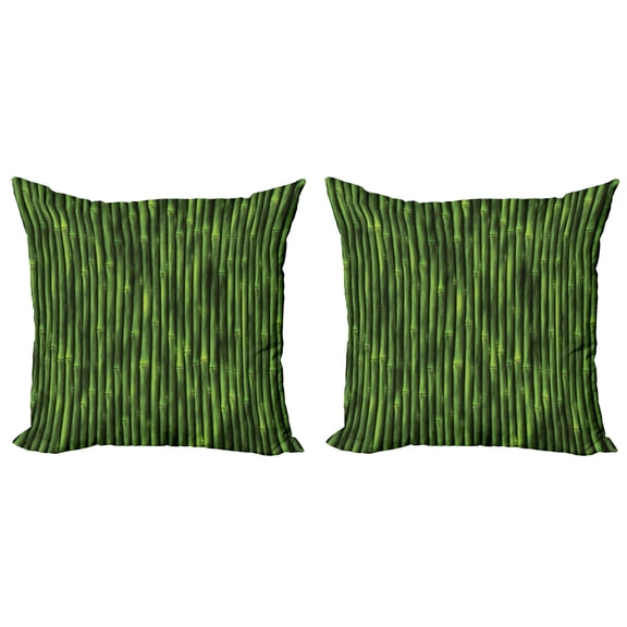 Ambesonne Green Throw Pillow Cover 2 Pack, Tropical Ornament Closeup, 16", Fern Green