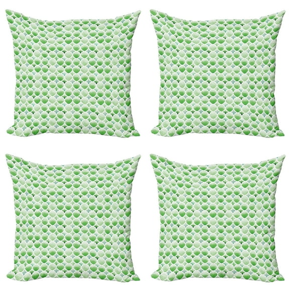 Ambesonne Green Throw Pillow Cover 4 Pack, Clovers Moroccan, 24", White Green