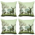 thumbnail image 1 of Ambesonne Green Throw Pillow Cover 4 Pack, Deer and Nature Park, 20", Green, 1 of 5