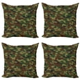 thumbnail image 1 of Ambesonne Green Throw Pillow Cover 4 Pack, Grunge Graphic Camouflage, 20", Green Pale Green Brown, 1 of 7