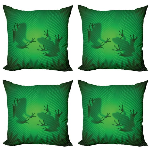 Ambesonne Green Throw Pillow Cover 4 Pack, Tropic Banana Tree Leaf, 18", Green