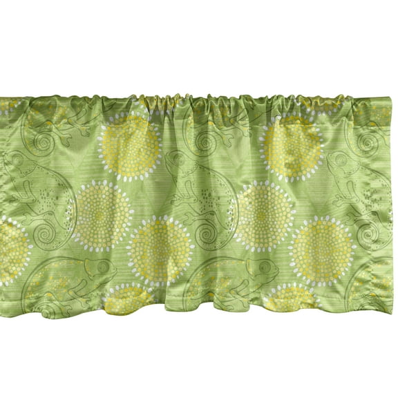 Ambesonne Green Window Valance, Chameleons Leaves Circles, 42" x 12", Avocado Green Multicolor