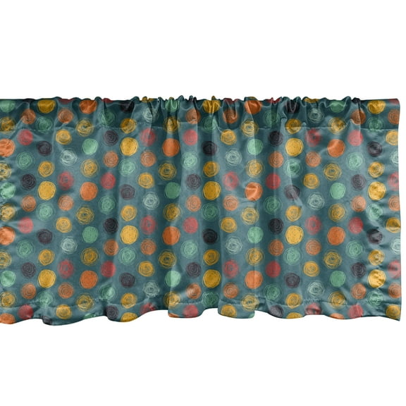 Ambesonne Green Window Valance, Colorful Abstract Circle, 54" X 12", Multicolor