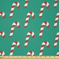 thumbnail image 1 of Ambesonne Green Xmas Fabric by the Yard Microfiber, Continuous Candy Canes, 2 Yards, White and Rust, 1 of 2