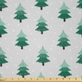 thumbnail image 1 of Ambesonne Green Xmas Fabric by the Yard Microfiber, Ornamental Pines Snows, 5 Yards, Pale Grey Dark Brown, 1 of 2